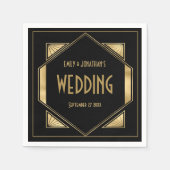 アールデコフレーム金ゴールドブラック結婚1920s スタンダードカクテルナプキン (正面)