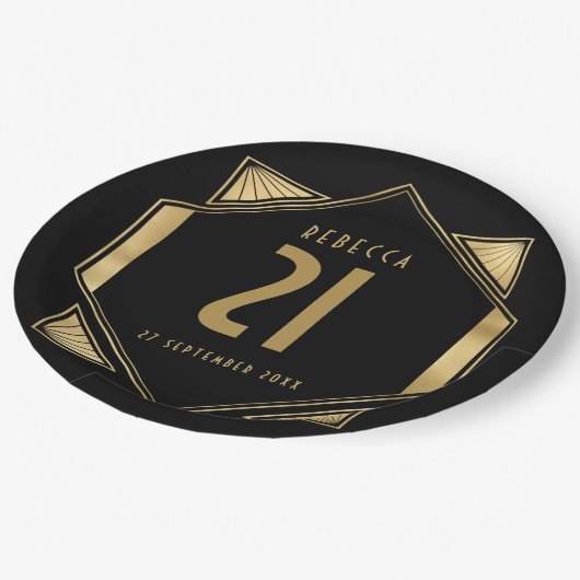 アールデコフレーム21歳の誕生日 ペーパープレート (アングル)