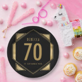 アールデコフレーム70番目の誕生日名日付 ペーパープレート (パーティー)