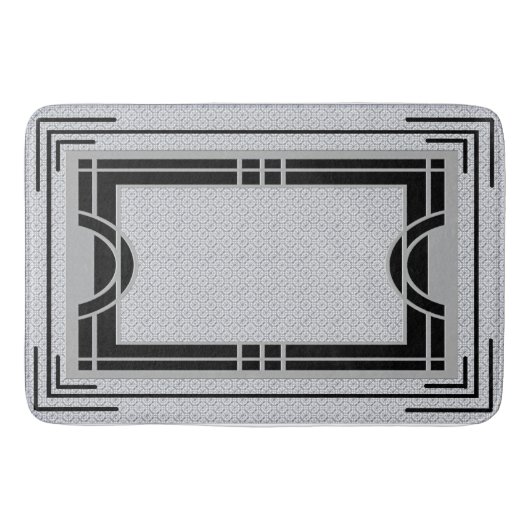 アールデコフレーム-グレーと黒 バスマット (正面)