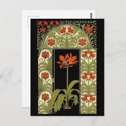 アールデコフローラグリーティングカード ポストカード (正面/裏面)