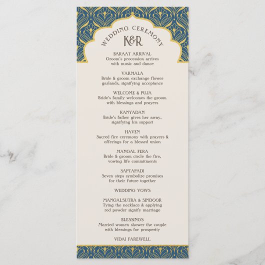 アールデコフローラロータスインディアン&ヒンドー結婚ズ プログラム (正面)