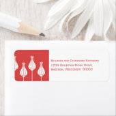 アールデコフローラ差出人住所ラベル、赤 ラベル (インサイチュ)