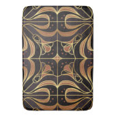 アールデコフローラ金ゴールドと濃紫 バスマット (正面縦)