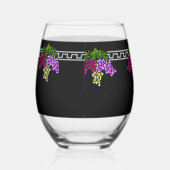 アールデコブドウ – 黒、銀、紫モノグラムの色 ステムなしワイングラス (右)