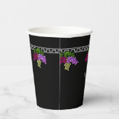 アールデコブドウ – 黒、銀、紫モノグラムの色 紙コップ (右)