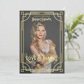 アールデコブライダルシャワーの愛感謝していとあなたの写真 サンキューカード (スタンド正面)