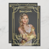 アールデコブライダルシャワーの愛感謝していとあなたの写真 サンキューカード (正面/裏面)