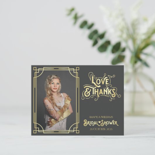 アールデコブライダルシャワーの愛感謝していとあなたの写真 ポストカード (スタンド正面)