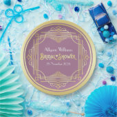 アールデコブライダルシャワーエレガント金ゴールド薄紫レトロ ペーパープレート (パーティー)