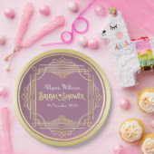 アールデコブライダルシャワーエレガント金ゴールド薄紫レトロ ペーパープレート (パーティー)