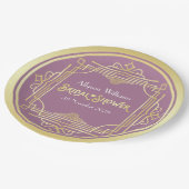アールデコブライダルシャワーエレガント金ゴールド薄紫レトロ ペーパープレート (アングル)