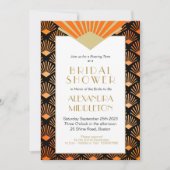 アールデコブライダルシャワーオレンジブラック金ゴールドヴィンテージ 招待状 (正面)