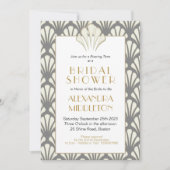 アールデコブライダルシャワーグレー金ゴールドヴィンテージ 招待状 (正面)