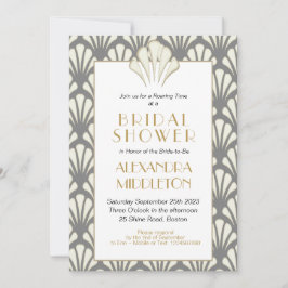 アールデコブライダルシャワーグレー金ゴールドヴィンテージ 招待状