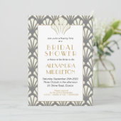 アールデコブライダルシャワーグレー金ゴールドヴィンテージ 招待状 (スタンド正面)