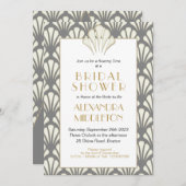 アールデコブライダルシャワーグレー金ゴールドヴィンテージ 招待状 (正面/裏面)