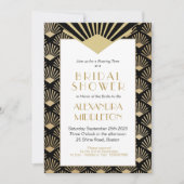 アールデコブライダルシャワーブラック金ゴールドヴィンテージ 招待状 (正面)