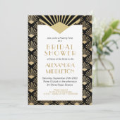 アールデコブライダルシャワーブラック金ゴールドヴィンテージ 招待状 (スタンド正面)