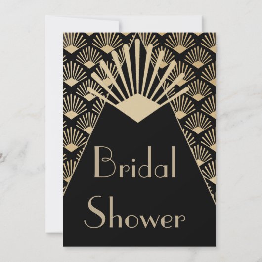 アールデコブライダルシャワーブラック金ゴールドヴィンテージ 招待状 (裏面)