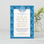 アールデコブライダルシャワーブルーヴィンテージ 招待状 (スタンド正面)