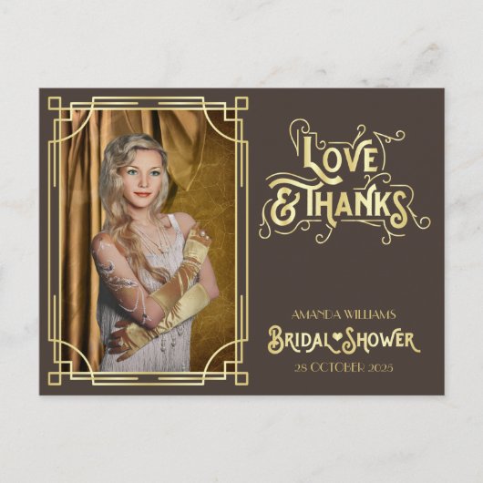 アールデコブライダルシャワー金ゴールドあなたの写真 ポストカード (正面)