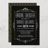 アールデコブライダルシャワー20のヴィンテージレトロ 招待状 (正面/裏面)