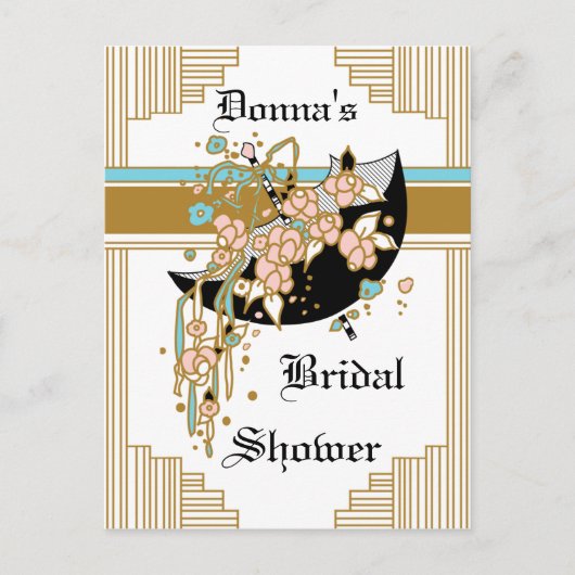 アールデコブライダルシャワー インビテーションポストカード (正面)