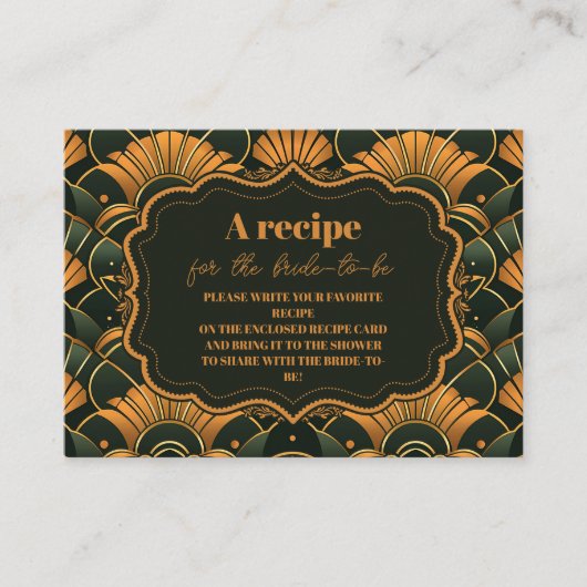 アールデコブライダルダイヤモンド金ゴールドと緑 エンクロージャーカード (正面)