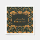 アールデコブライダルダイヤモンド金ゴールドと緑 スタンダードカクテルナプキン (正面)