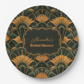 アールデコブライダルダイヤモンド金ゴールドと緑 ペーパープレート (正面)