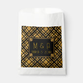 アールデコブラックおよび金ゴールド結婚式の引き出物バッグ フェイバーバッグ (正面)
