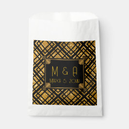 アールデコブラックおよび金ゴールド結婚式の引き出物バッグ フェイバーバッグ