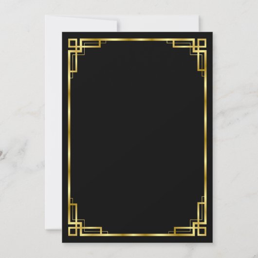 アールデコブラックおよび金ゴールド結婚式招待状カード 招待状 (裏面)
