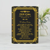 アールデコブラックおよび金ゴールド結婚式 プログラム (スタンド正面)