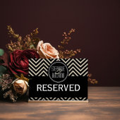 アールデコブラックとベージュのシェブロンパターン テーブルナンバー