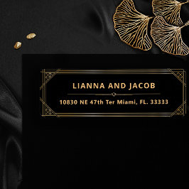 アールデコブラックとモダン金ゴールドの結婚リターン ラベル