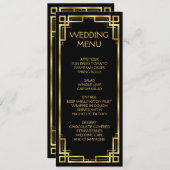 アールデコブラックと金ゴールドのメニュ結婚ー メニュー (正面/裏面)