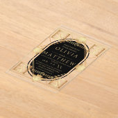 アールデコブラックと金ゴールドジオメト結婚リ アクリル招待状 (レイダウン)