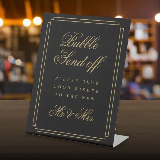 アールデコブラックと金ゴールドバブル送信 台座サイン