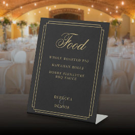 アールデコブラックと金ゴールドフードメニュー 台座サイン