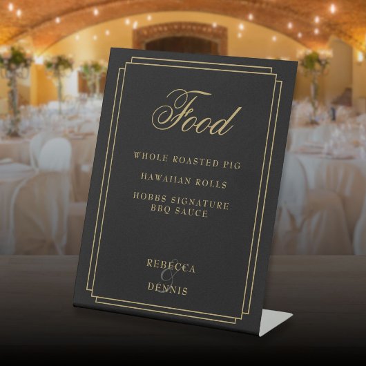 アールデコブラックと金ゴールドフードメニュー 台座サイン