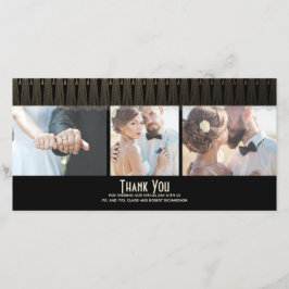 アールデコブラックと金ゴールド写真結婚の感謝 サンキューカード