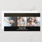 アールデコブラックと金ゴールド写真結婚の感謝 サンキューカード (正面/裏面)
