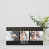 アールデコブラックと金ゴールド写真結婚の感謝 サンキューカード (スタンド正面)