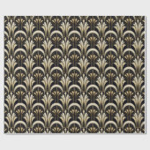 アールデコブラックと金ゴールド対称 ラッピングペーパー (フラット)