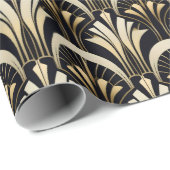 アールデコブラックと金ゴールド対称 ラッピングペーパー (ロールコーナー)