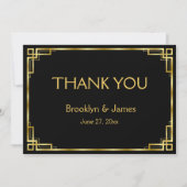 アールデコブラックと金ゴールド結婚のサンキューカード サンキューカード (正面)