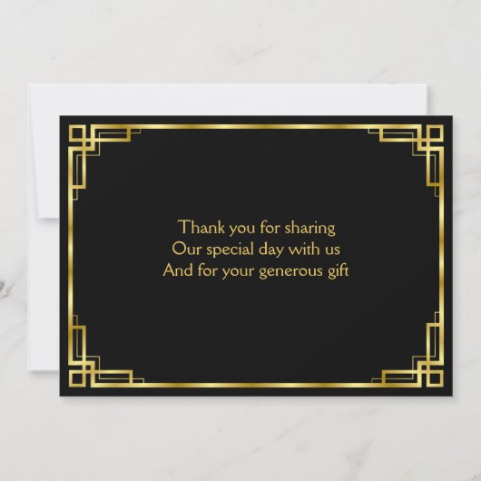 アールデコブラックと金ゴールド結婚のサンキューカード サンキューカード (裏面)