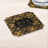 アールデコブラックと金ゴールド結婚のチケットコースター ペーパーコースター (アングル)